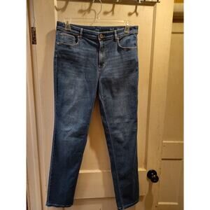 J .Jill Size 12 High Rise Straight Leg Patch Pocket Stretch Jeans Blue